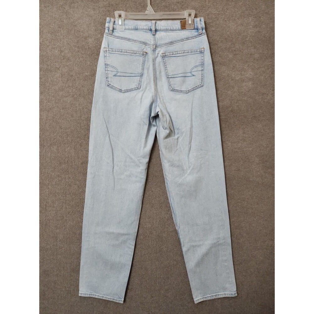 American Eagle Baggy Straight Jeans Womens 6 Long Blue Light Wash Strigid - Picture 6 of 11